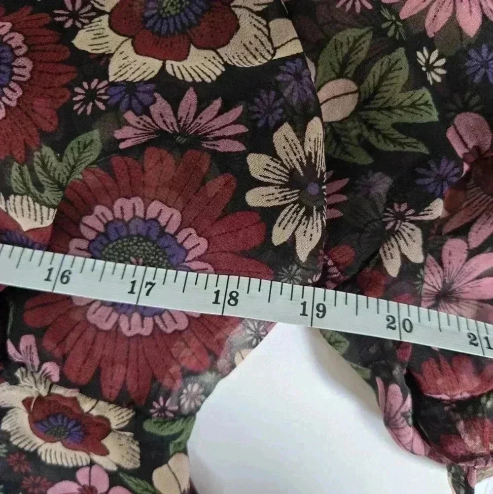Boho 70s floral sheer cover up robe size Large - Picture 8 of 9